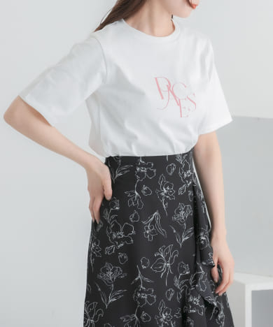 HEYUMM　グラフィックコンパクトTシャツ(5分袖)