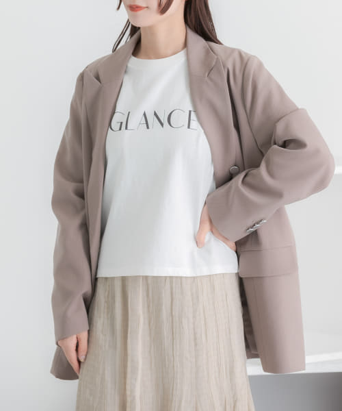 HEYUMM　グラフィックコンパクトTシャツ(5分袖)