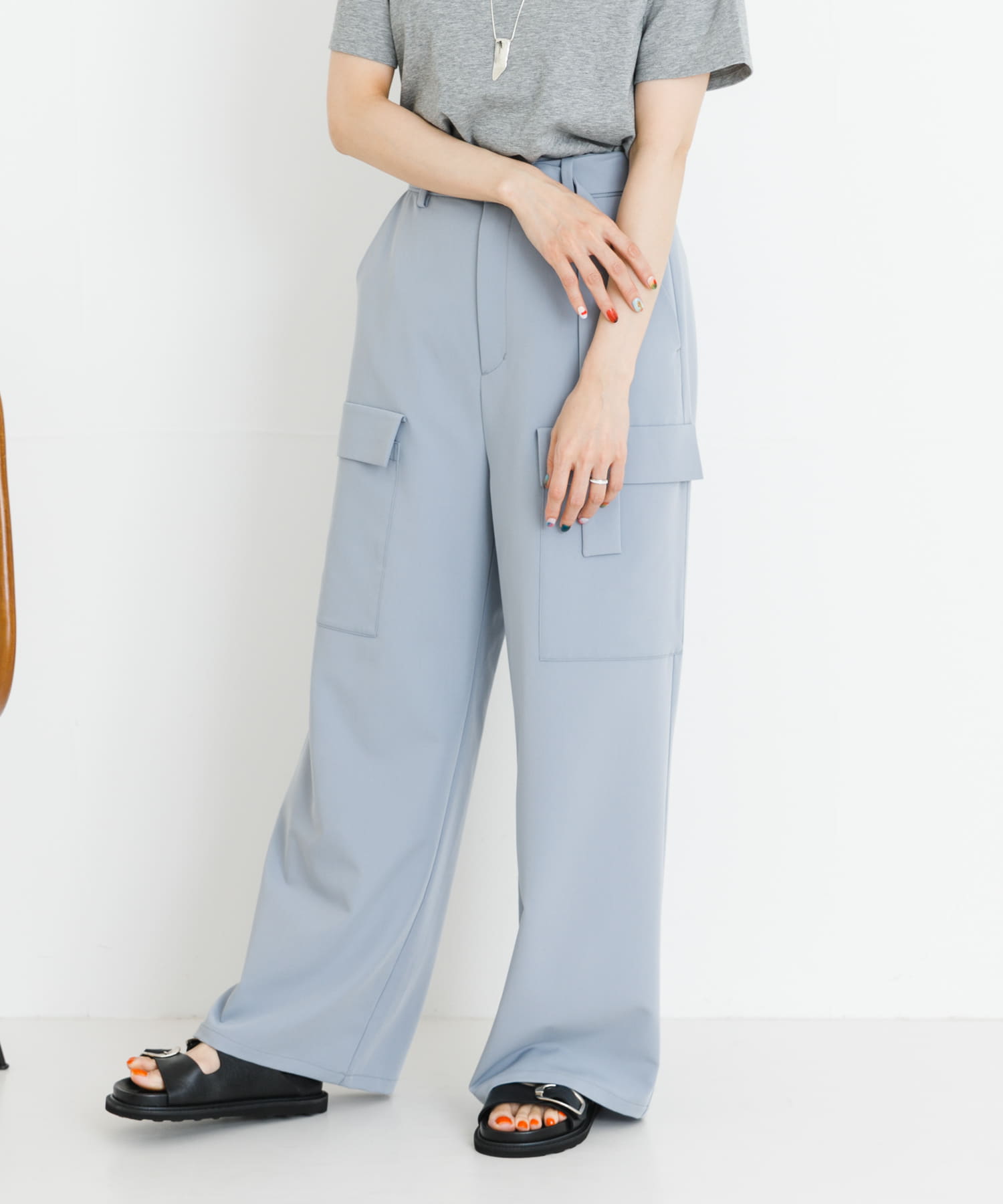Lig. ワイドカーゴパンツ グレー 1度着用 Lig. ワイドカーゴパンツ グレー 1度着用