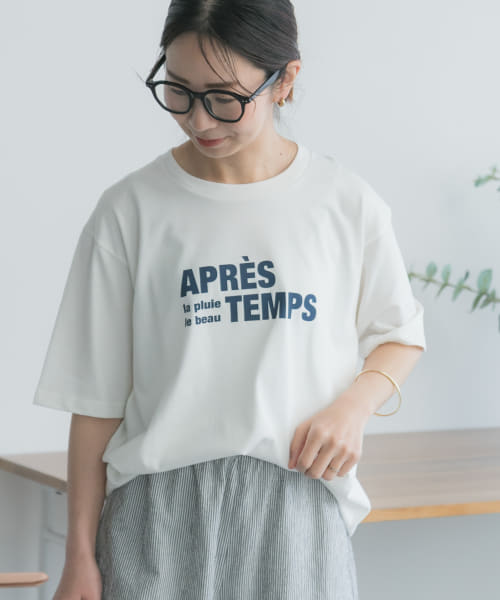 FORK&SPOON　レタード5分袖Tシャツ