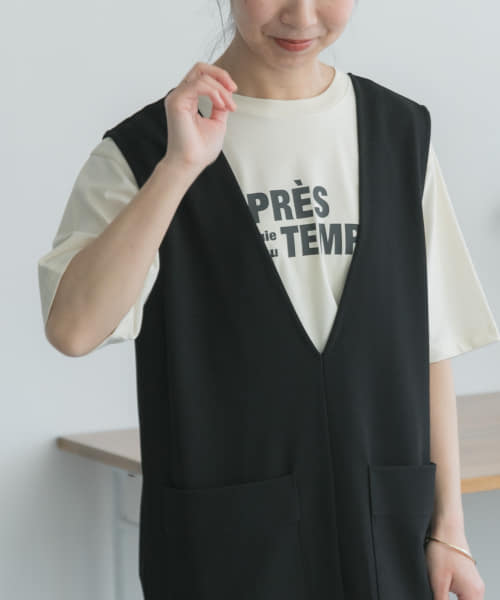 FORK&SPOON　レタード5分袖Tシャツ