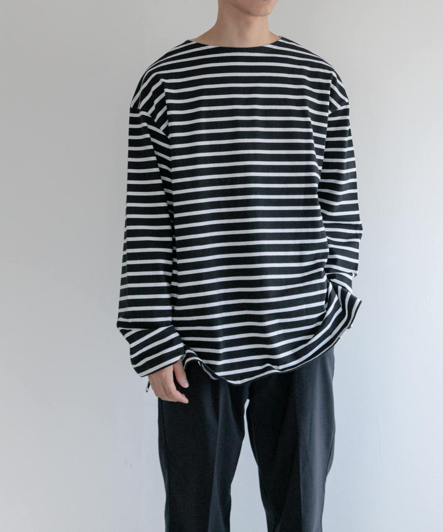SEEP STORE□ガーゼボーダー ビッグボートネックシャツ① トップス