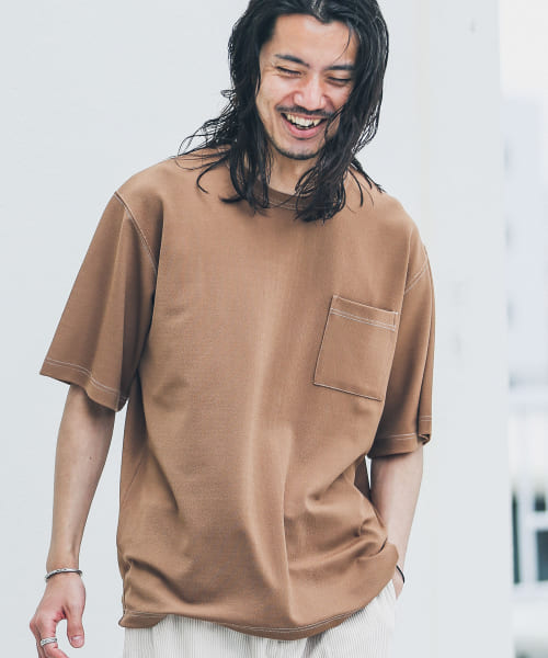 ジョーゼット配色ステッチTシャツ