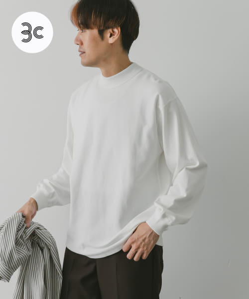 USAコットンモックネックロングスリーブTシャツ