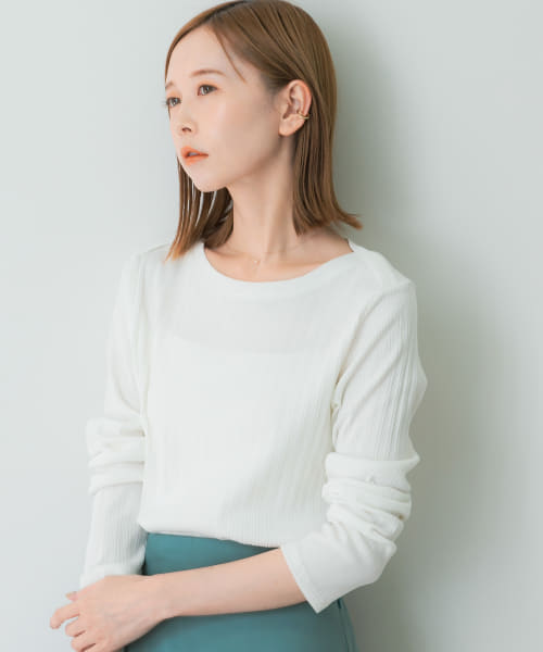 UVカットラウンドヘムテレコプルオーバー