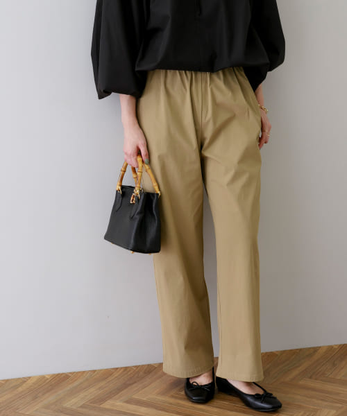 ウエストシャーリングナイロンストレートパンツ