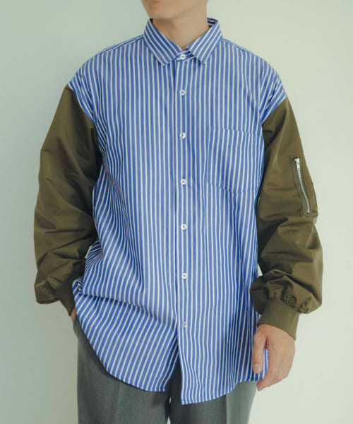 [ITEMS][切替スリーブ ストライプシャツ]