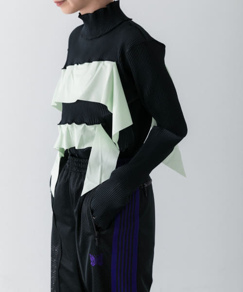 kotohayokozawa　wave long sleeve top High Neck