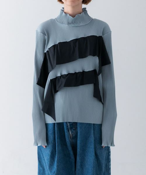 kotohayokozawa　wave long sleeve top High Neck