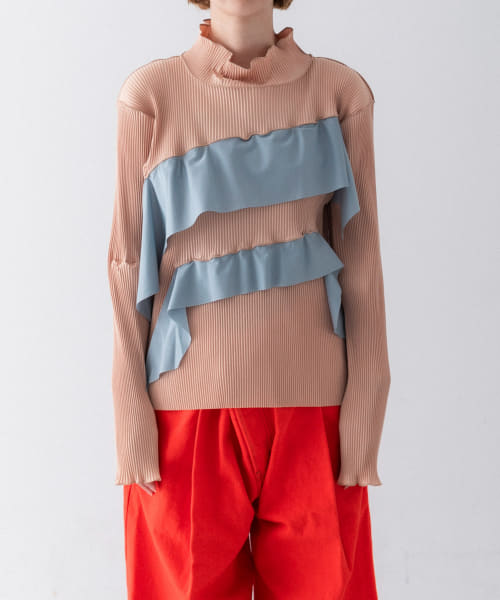 kotohayokozawa　wave long sleeve top High Neck
