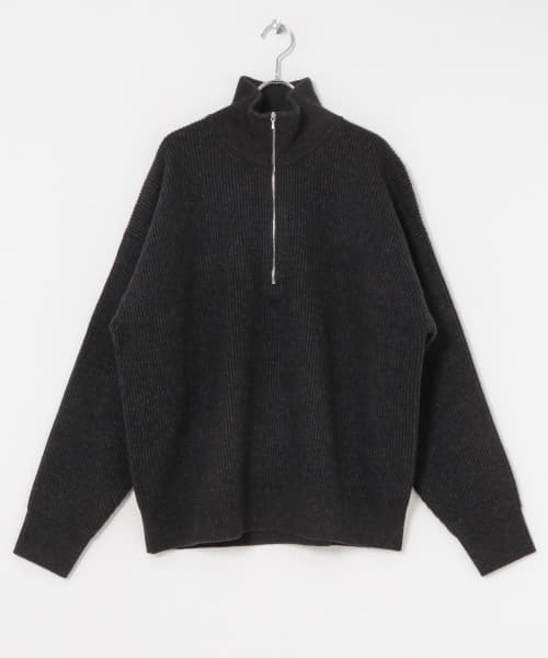 YLEVE　LAMBWOOL KN HALF ZIP PULLOVER