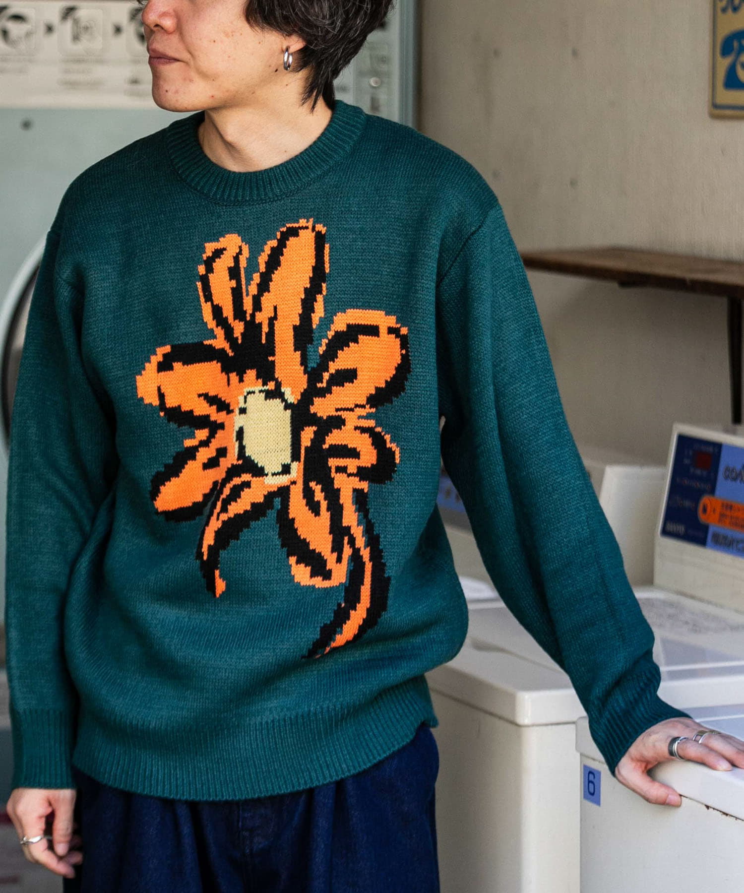 極美品 ボーダーズアットバルコニー フラワージャガードTシャツ