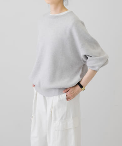 『2サイズ/WEB限定』『ユニセックス』コットンカシミヤクルーネックニット