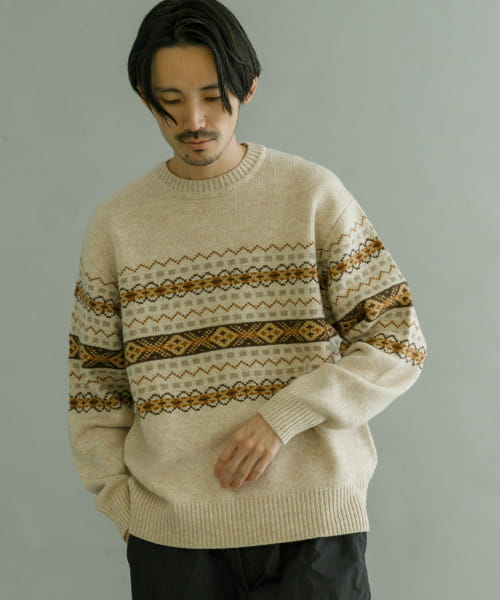 フェアアイルJQクルーネックニット