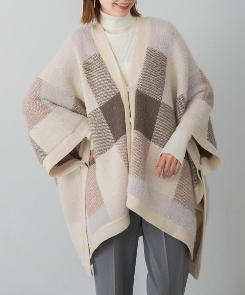 Torrazzo Donna　3WAYチェックニットポンチョ