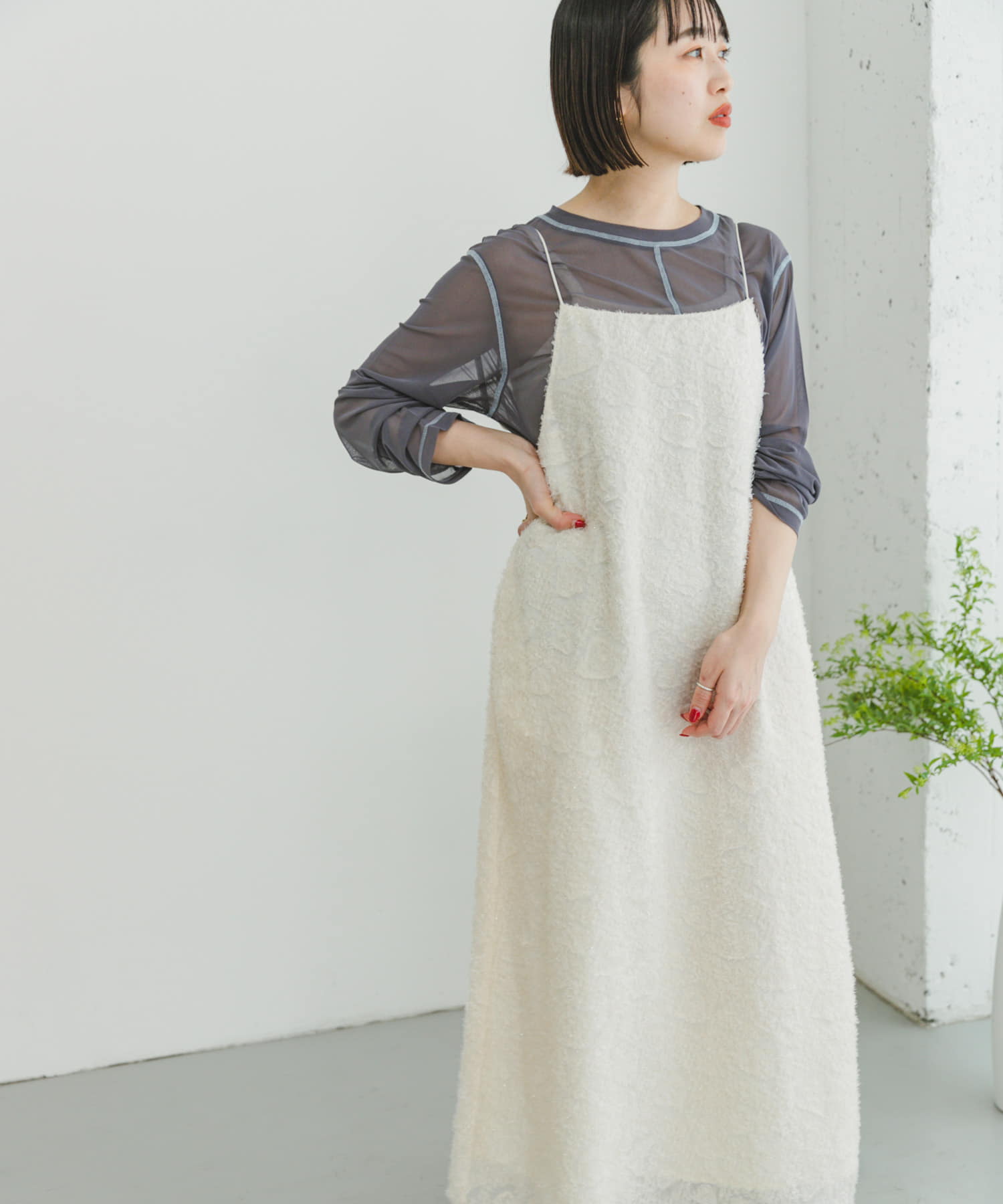 フェザーフリンジキャミワンピース[IT44-26A019]｜URBAN