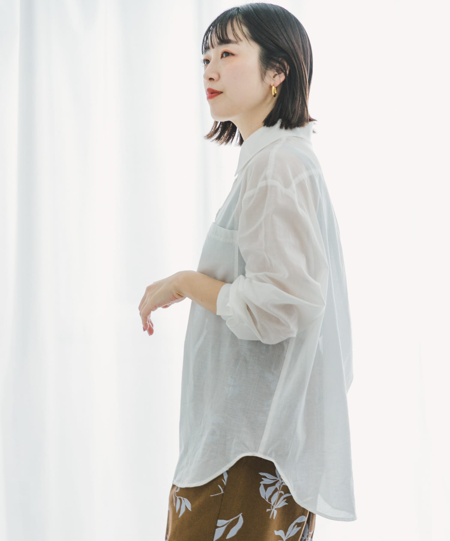 【在庫限り】 無印良品 オーガニックリネン ビッグシャツ 薄暗い 半袖シャツ