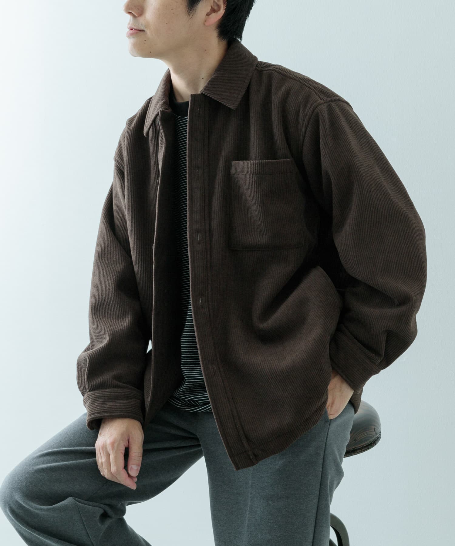 コーデュロイ×裏ボアボンディングBIGボリュームネックジャケット