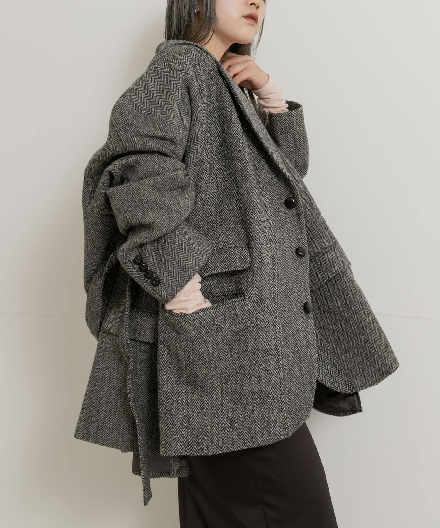 77circa make cutback wide tweed jacket[cc24aw-39-T47]｜URBAN