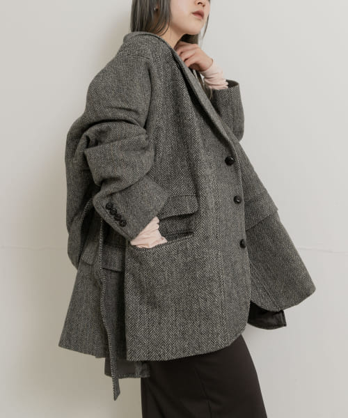 77circa　make cutback wide tweed jacket
