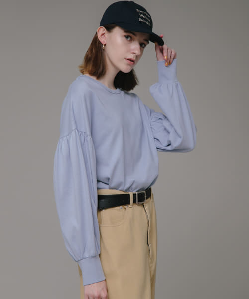 『WEB限定』USAコットン袖ボリュームロングTシャツ