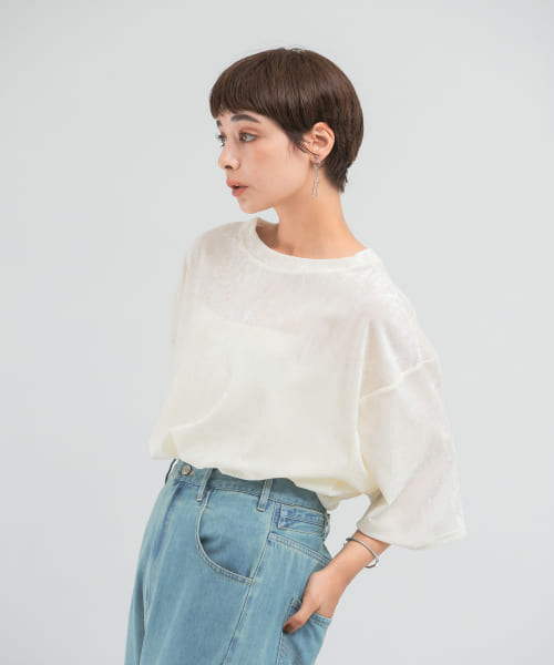 CHIGNON　ベロアメッシュTシャツ