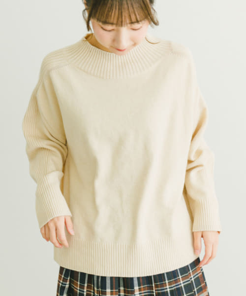 ショルダーリブハイネックニット