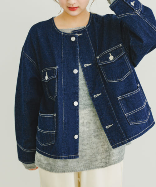 [ITEMS][デニムノーカラージャケット]