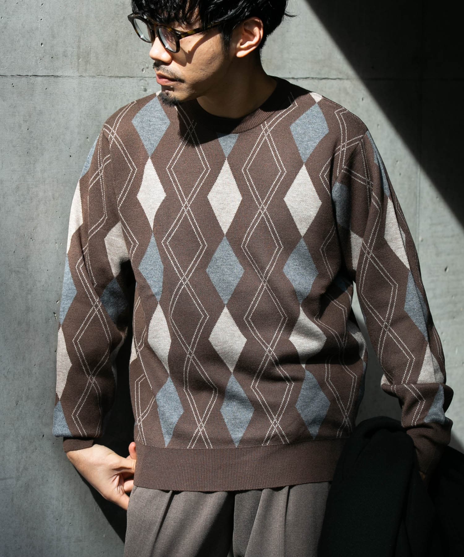 WEB限定』アーガイルニットプルオーバー[RA47-12M013]｜URBAN