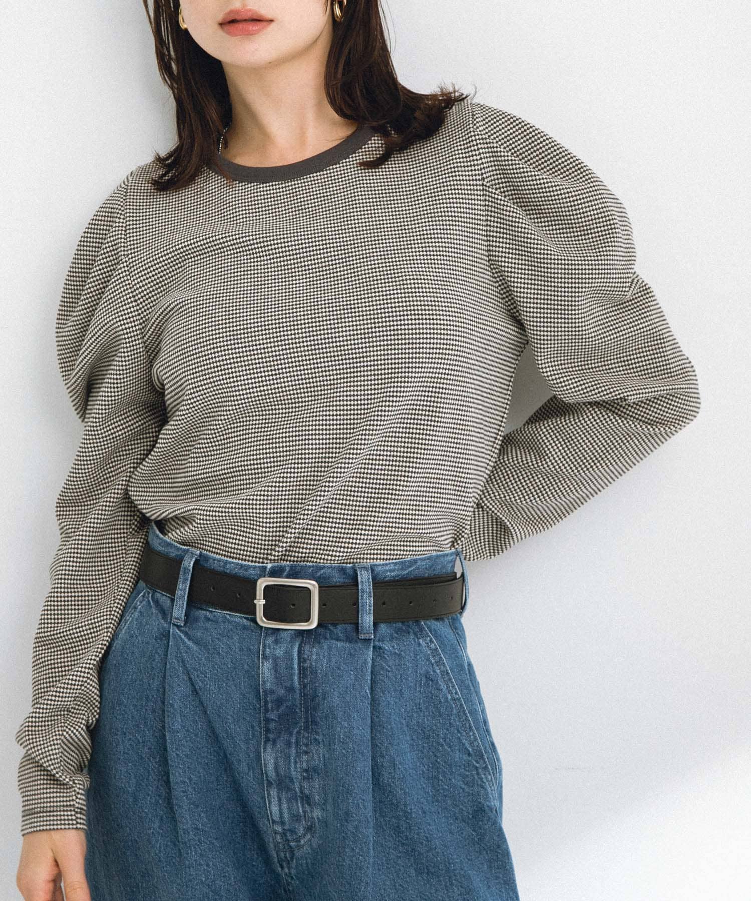 パフスリーブフライス/ジャガードロングTシャツ[LAA4-21R802