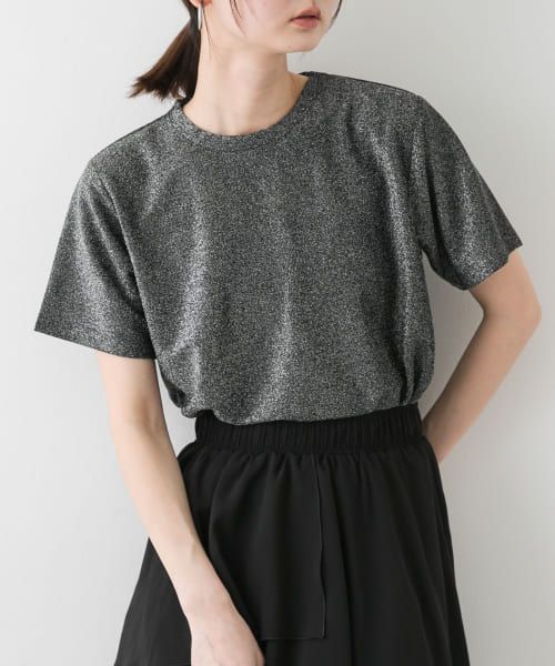 クルーネックラメTシャツ(半袖)