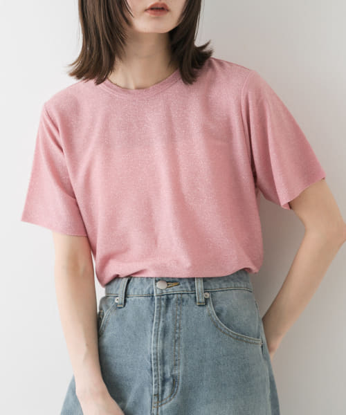 クルーネックラメTシャツ(半袖)