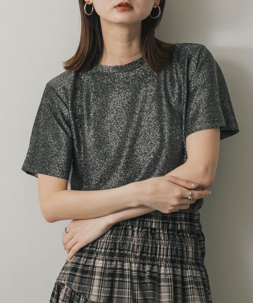 クルーネックラメTシャツ(半袖)