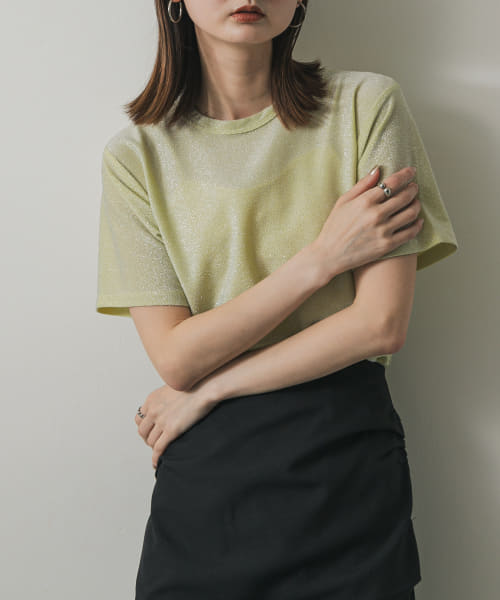 クルーネックラメTシャツ(半袖)