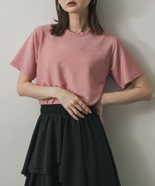 クルーネックラメTシャツ(半袖)