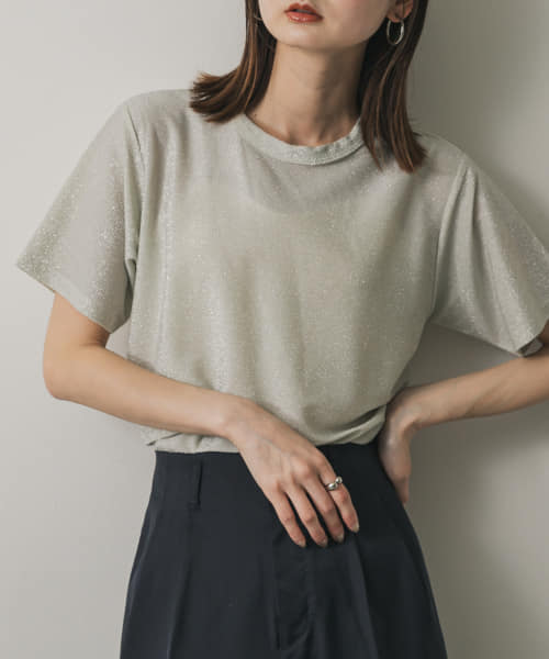 クルーネックラメTシャツ(半袖)