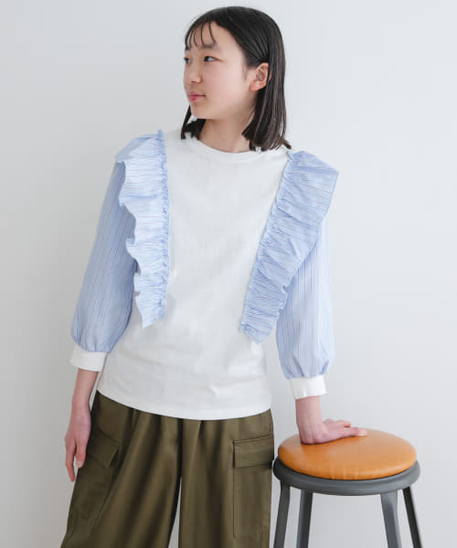 『WEB/一部店舗限定』布帛ドッキングフリルカットソー(KIDS)