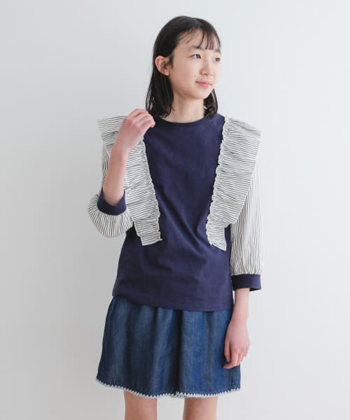 『WEB/一部店舗限定』布帛ドッキングフリルカットソー(KIDS)