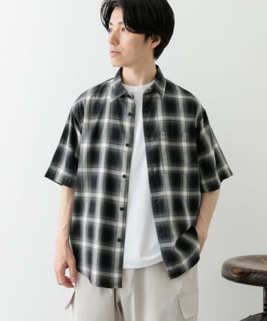 オンブレチェックショートスリーブシャツ