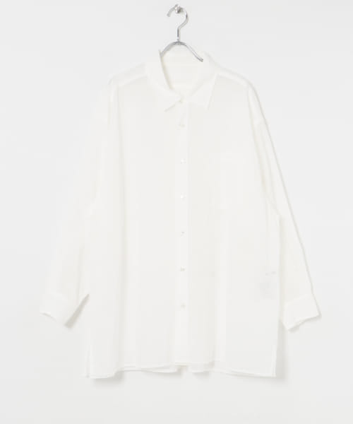 『別注』MIDIUMISOLID×TGM　sheer voile shirts