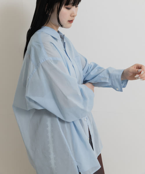 『別注』MIDIUMISOLID×TGM　sheer voile shirts