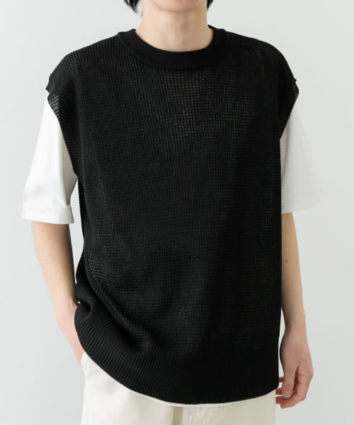 ワッフルニットベスト+Tシャツセット
