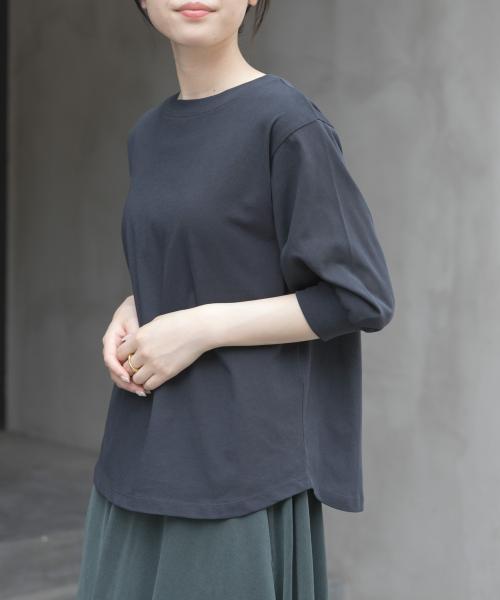FORK&SPOON　ハイツイストコットンギャザースリーブTシャツ