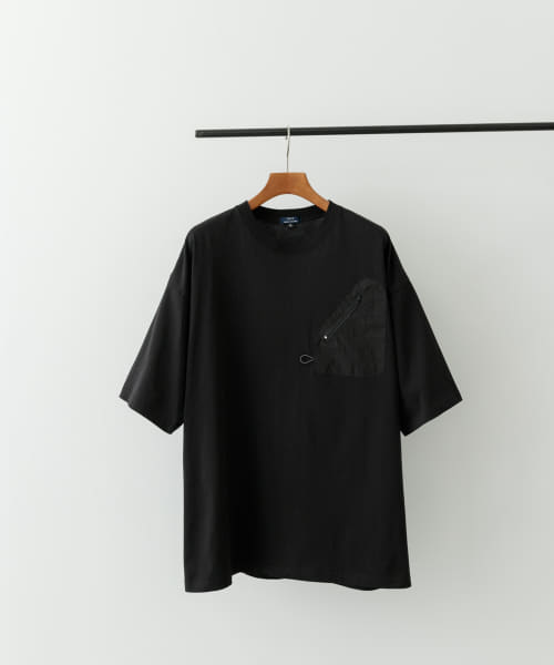 ジップポケットキリカエクルーネックTシャツ