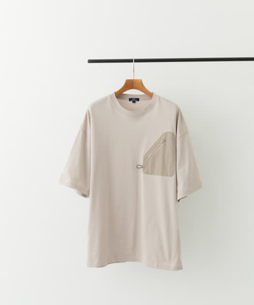 ジップポケットキリカエクルーネックTシャツ
