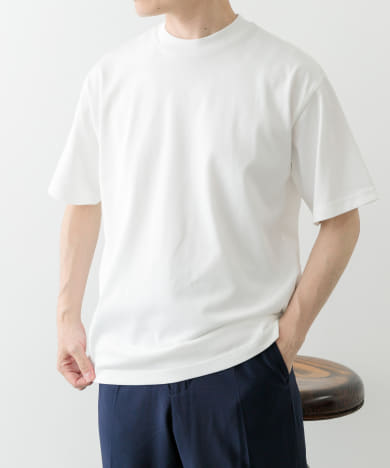 接触冷感シルケットクルーネックTシャツ