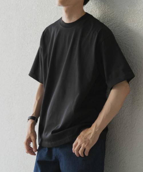 『接触冷感/UVカット』シルケットクルーネックTシャツ