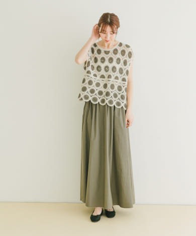 クロシェニット×フレアスカートセット