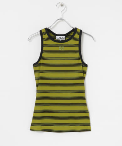 GANNI　Striped Cotton Rib Tank