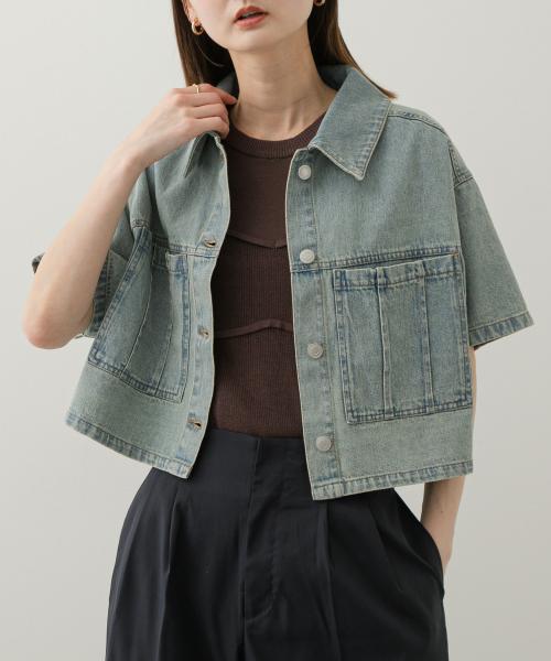 クロップドデニムシャツ